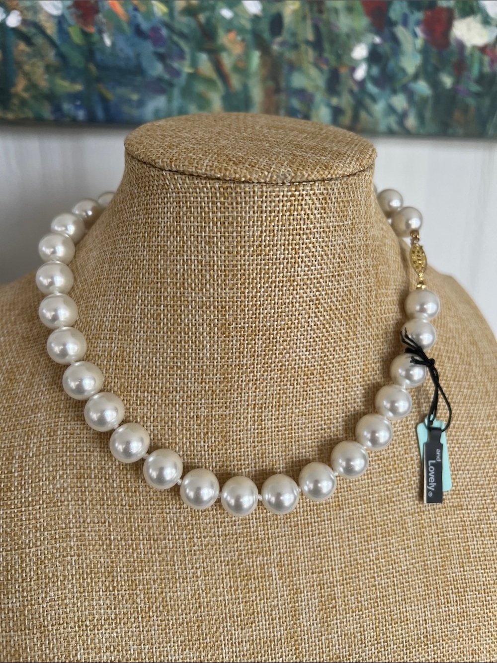 Classic Pearl Strand Necklace - White Pearls by And Lovely. New